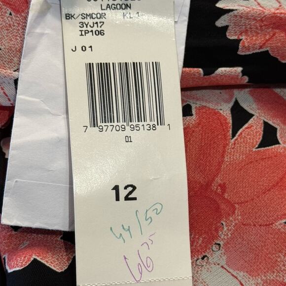 Evan-Picone Women’s size 12 Summer Floral Halter Dress in Black and Coral  NWT - Picture 7 of 8